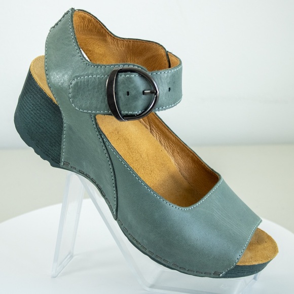Dansko Tiana Teal Burnished Calf Leather Sandals Wedge Heel Women’s Shoes EU 36 - Picture 2 of 11